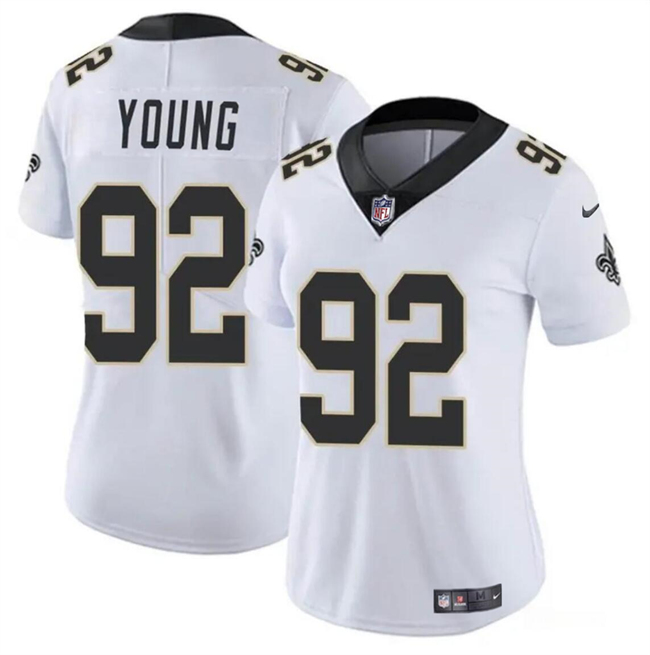 Women's New Orleans Saints #92 Chase Young White Vapor Stitched Game Jersey(Run Small)